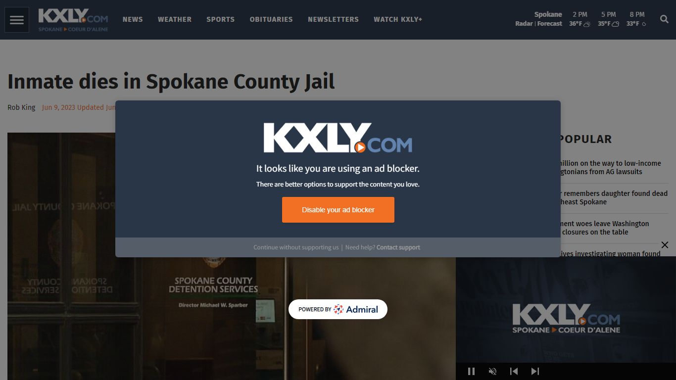 Inmate dies in Spokane County Jail | News | kxly.com